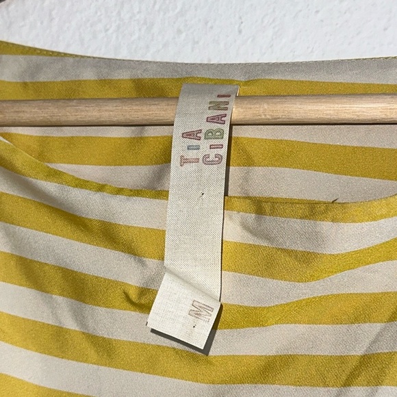 GORGEOUS Tia Cibani Yellow Striped Box Fit Oversized Dress Sz. M - Picture 4 of 7